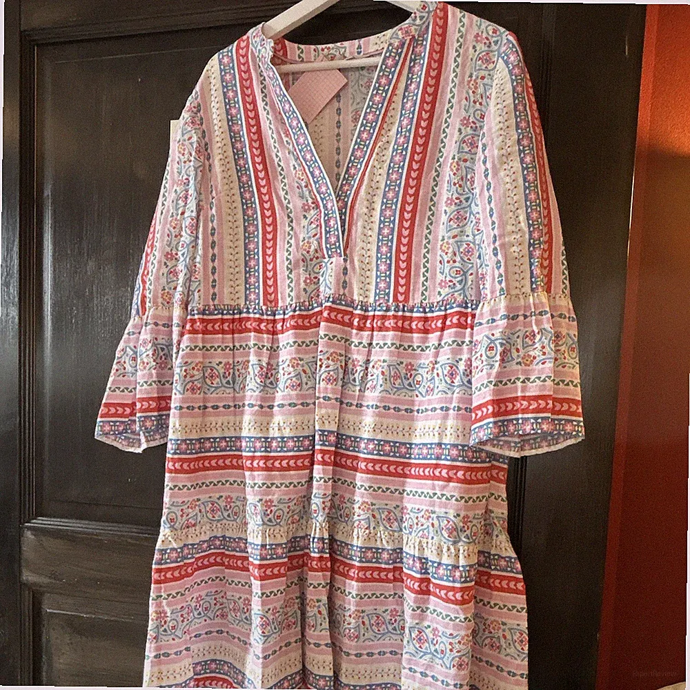 Boden Damen Kleid Paisley mehrfarbig mit V-Ausschnitt, 3/4-Ärmel, kurz