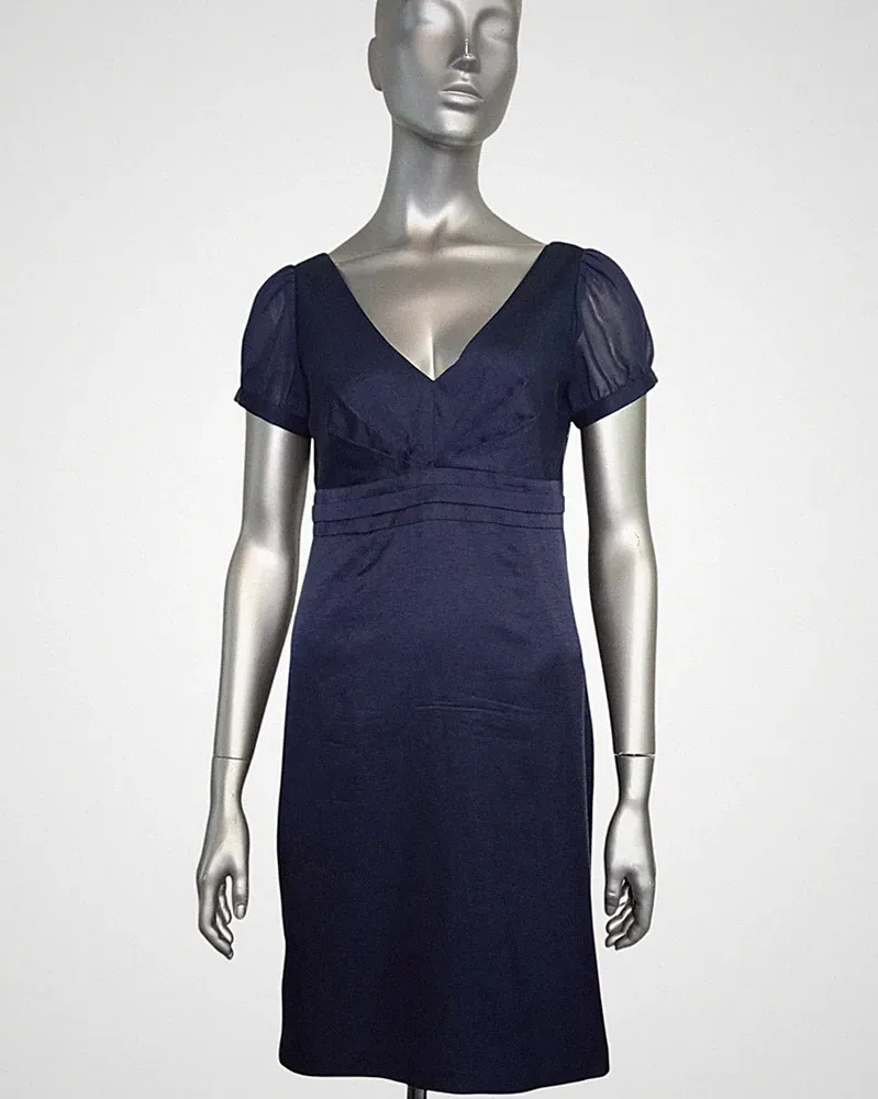 Boden Damen Kleid Seide Knielang Navy Blue Größe 38 (UK 12)