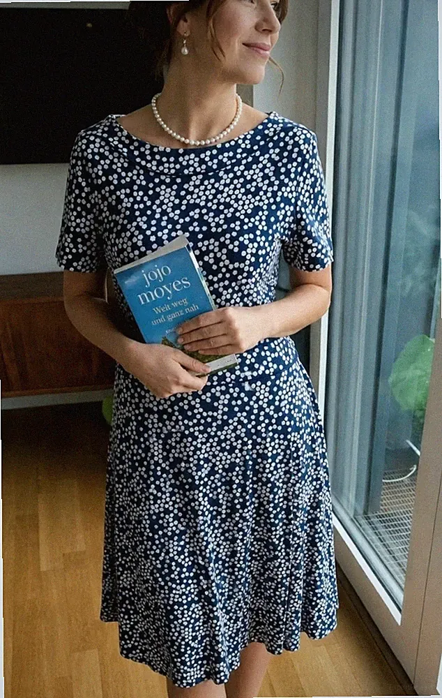 Boden Etuikleid Jersey Midi Kleid Sommer gepunktet Polkadot Rundhals 42