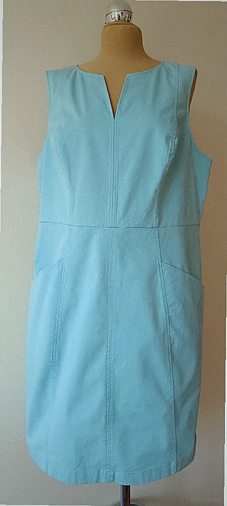 BODEN Kleid 46,UK 18R,Sommer,Ärmellos,Knielang,Cotton,Stretch,Berufkleid,Blau