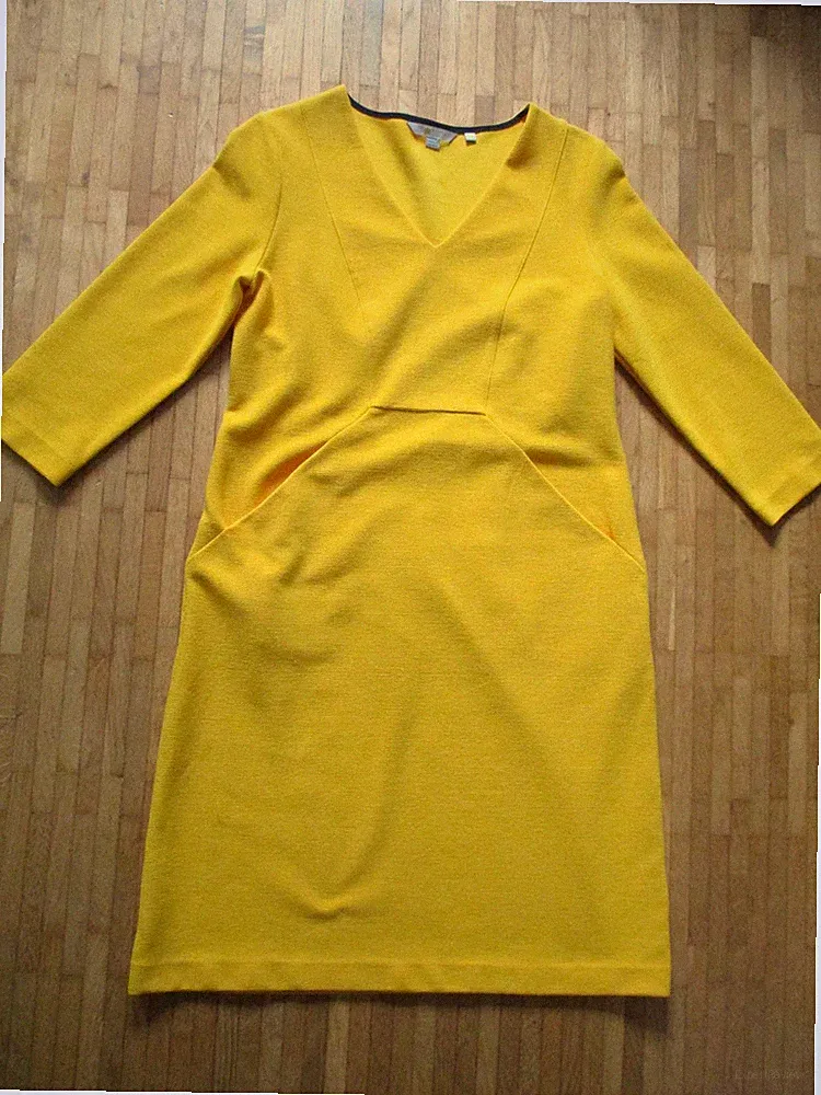 BODEN schönes Kleid*ausgefallener Schnitt*Sonnenblumen Gelb*kaum getr.*UK 14