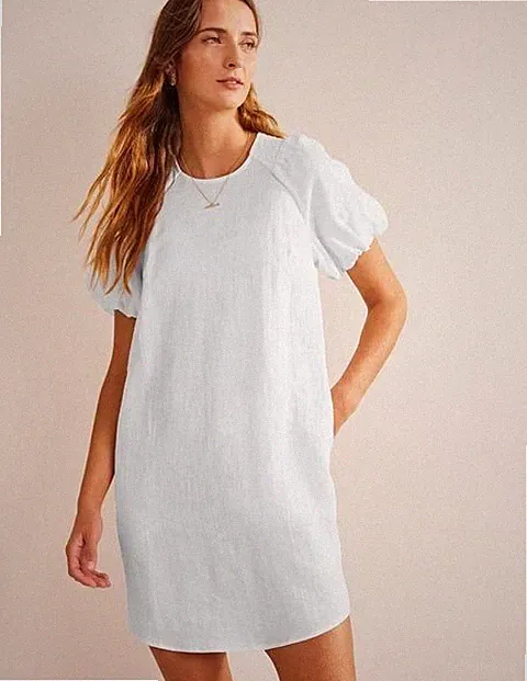 Boden - Sleeve Detail Linen Mini Dress - Kleid Sommer Leinen NEU UK 10 EU 38