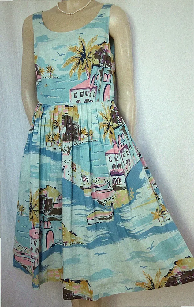 Boden Sommerkleid 38 türkis Urlaub Meer Palmen Hochzeit Kleid Sommer retro blau