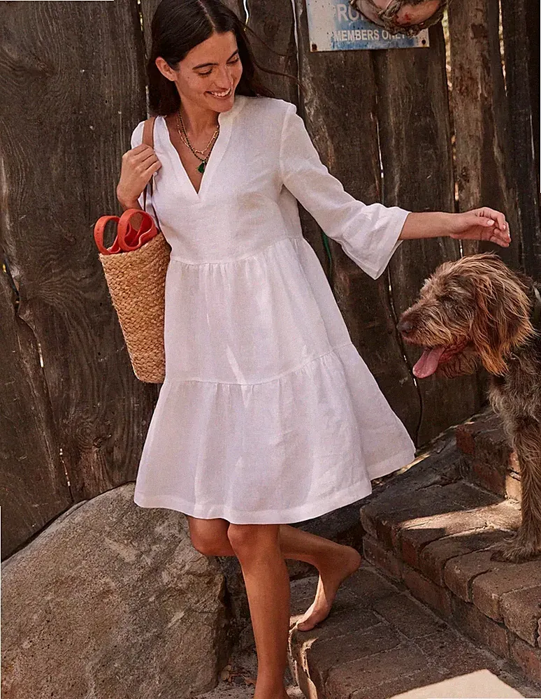 Boden - Sophia Linen Short Dress - Kleid Sommer Leinen NEU UK 10 EU 38