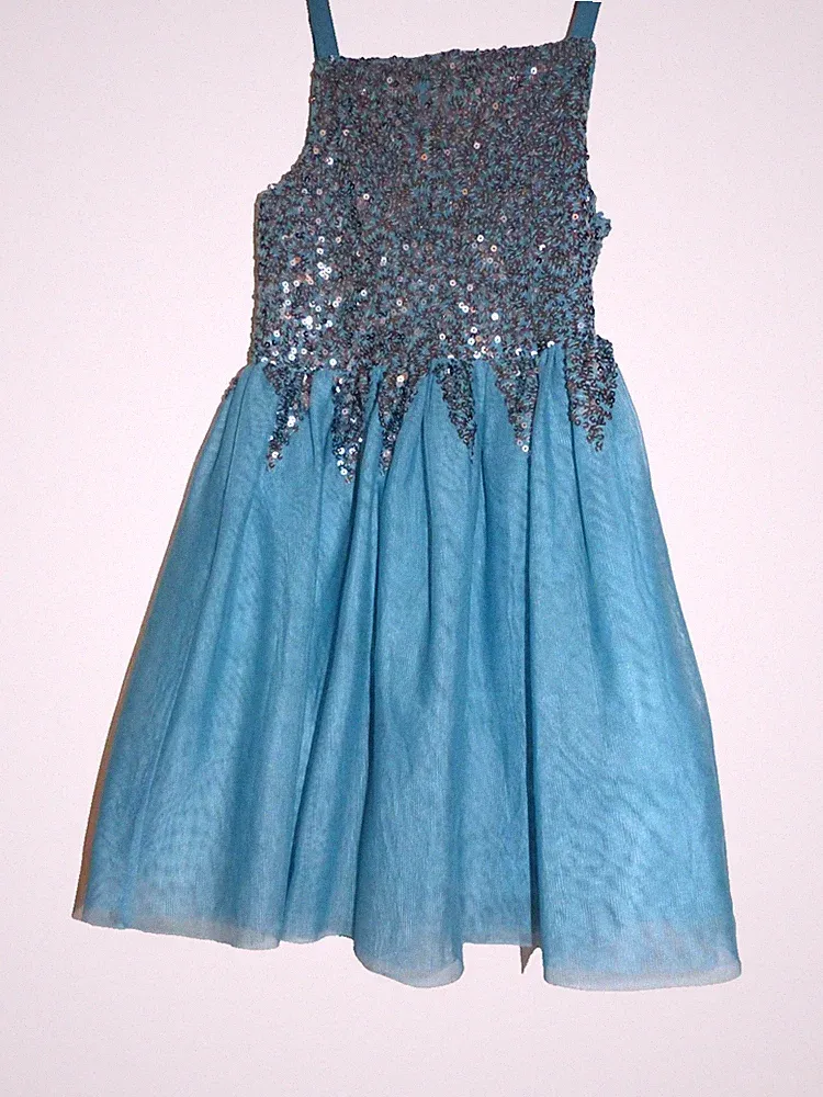Boden türkis grün Tüll silber Pailletten Party Hochzeit Gast Kleid Alter 9-10