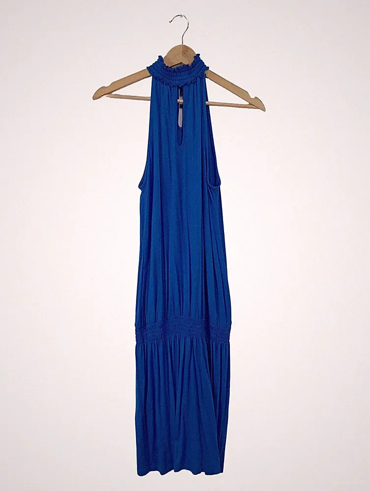 Bodyflirt A-Linien Kleid blau Gr. 32 Freizeitkleid elegant Vintage