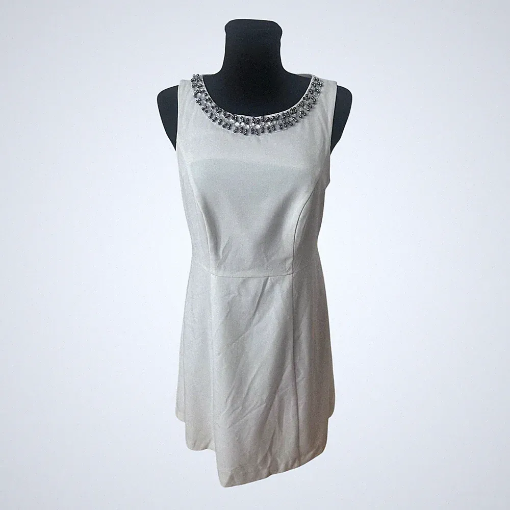 Bodyflirt Kleid Damen Gr 40 Weiß Etuikleid Perlen Elegant Festlich