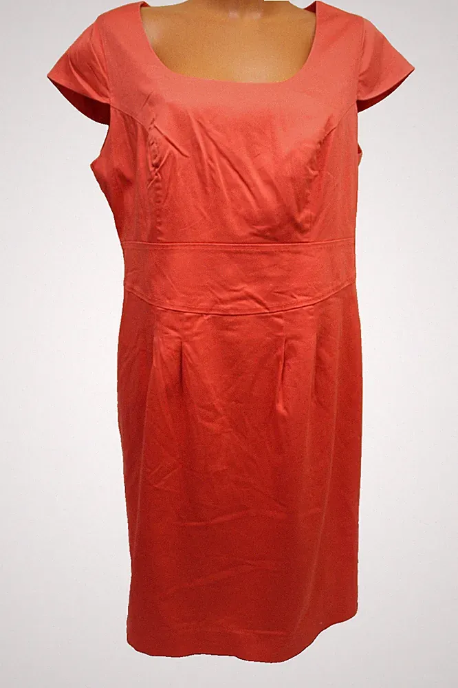 Bodyflirt L 42/44 Kleid Midikleid knielang Jeanskleid rot kurzarm Etuikleid