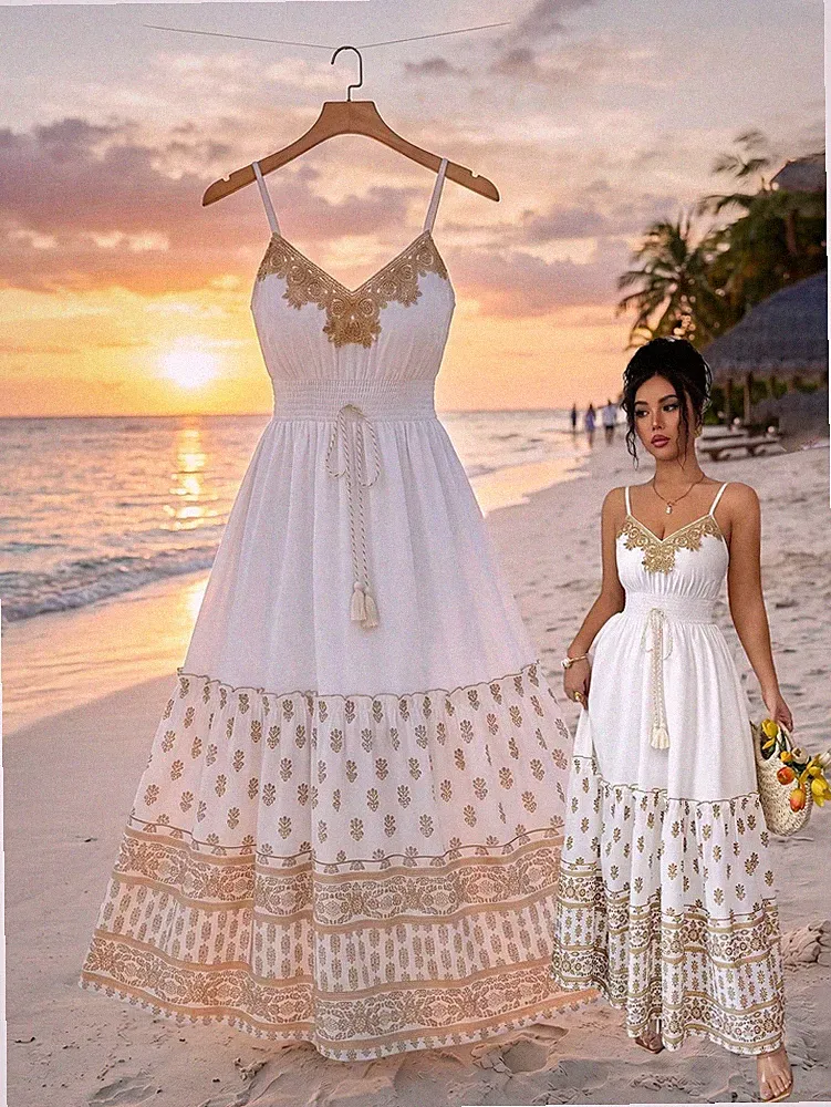 Bohemian A Linien Kleid für Damen mit Blumenmuster