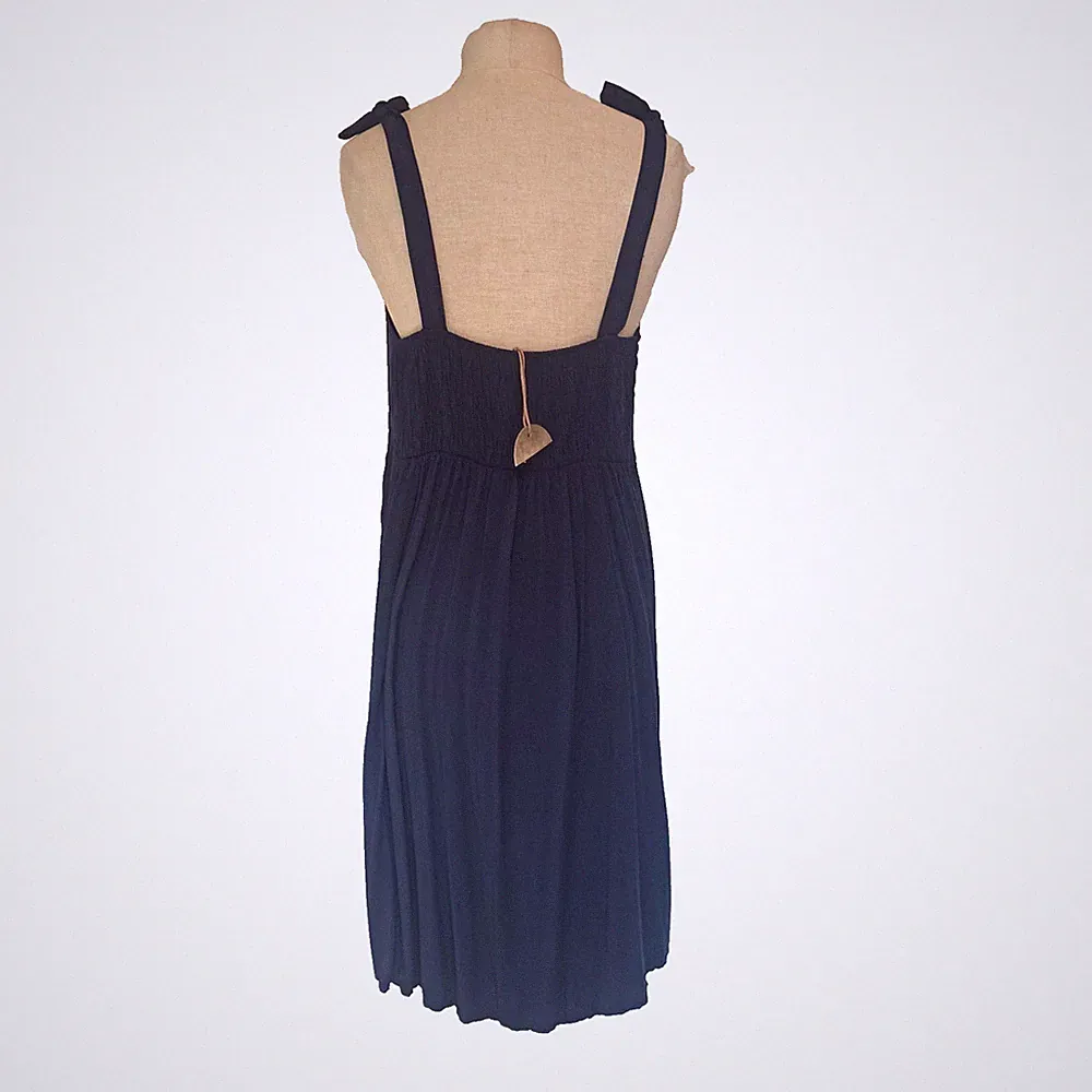 Boho Sommerkleid Blau 💙 Damen Träger Gesmokt Rückenfrei T572C Größe 36,38,S