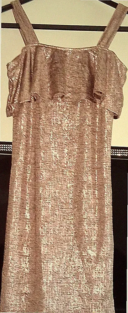 bpc bonprix collection Mädchen A-Linien Kleid bronze metallic 128/134 ärmellos