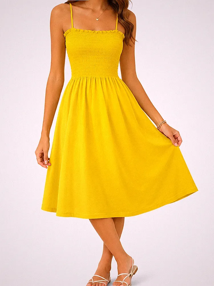 BPC Damen Kleid gelb A-Linie knielang Größe 44/45