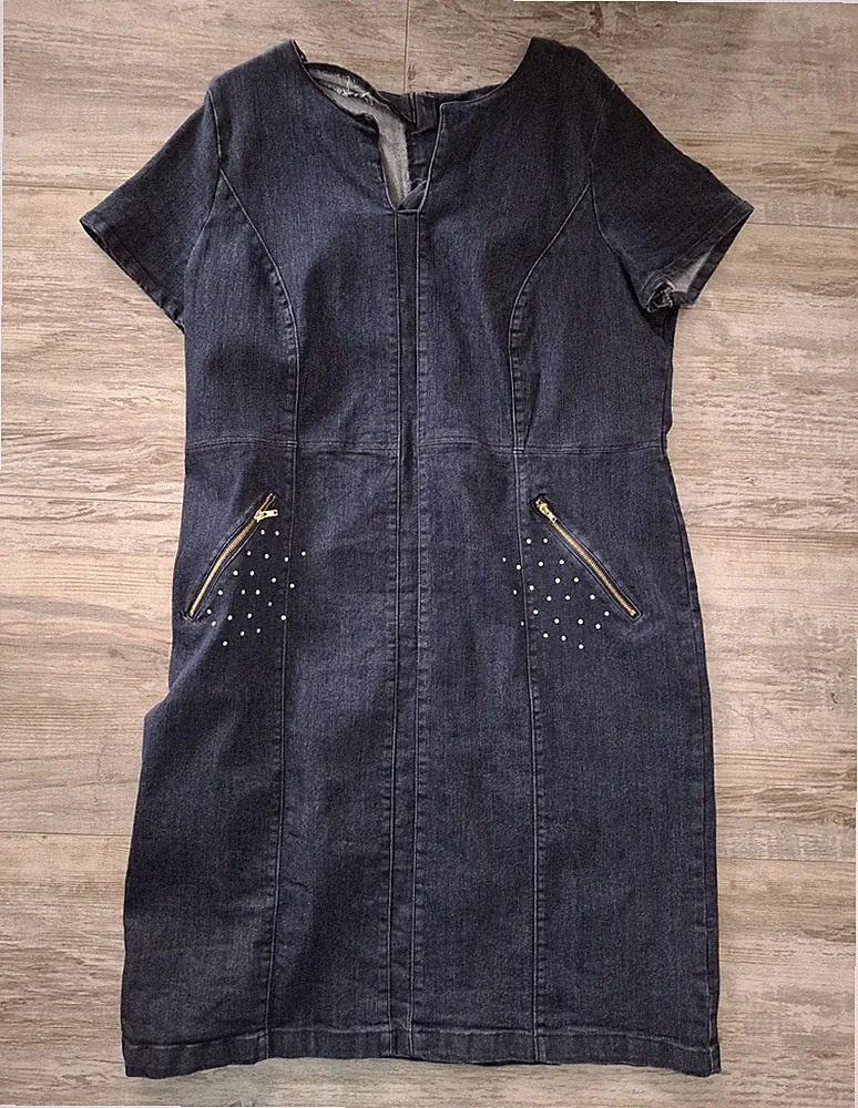 bpc selection premium Damen Jeanskleid Denim blau Etuikleid Kurzarm Gr. 46