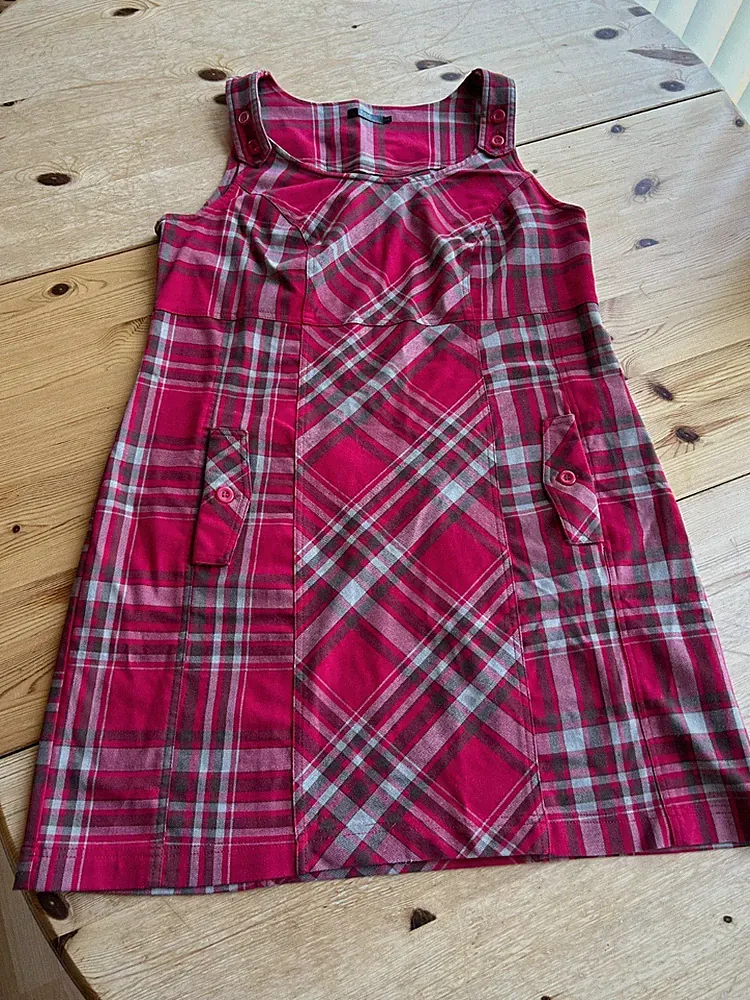 bpc Träger Kleid Sundress Gr 48 L XL rot kariert Etuikleid ärmellos