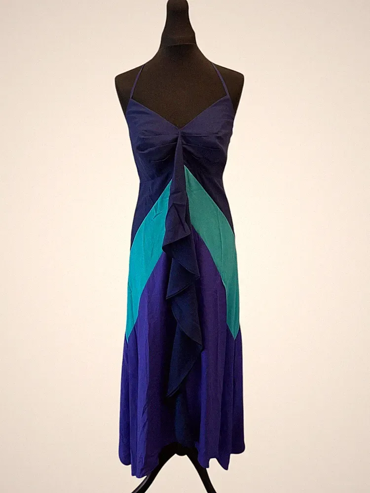 Brandneu mit Etikett £135 Coast Chiffon Colourblock Anlass Hochzeit Gast Party Maxikleid UK10