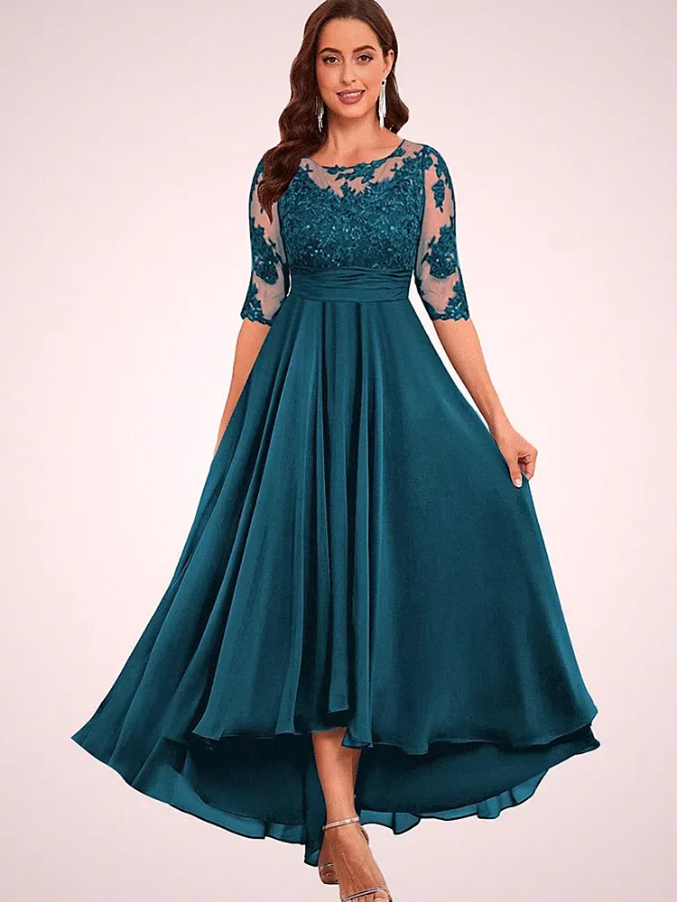 Braut Abendkleider Teelange Kleider Chiffon Festliche Kleider Für Hochzeitsgäste