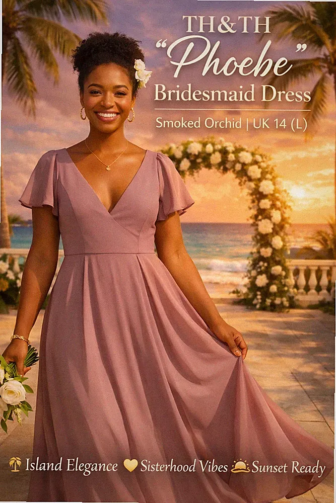 Brautjungfernkleid UK14 Chiffon Hochzeitsgäste Kleid TH&TH Phoebe Smoked Orchid