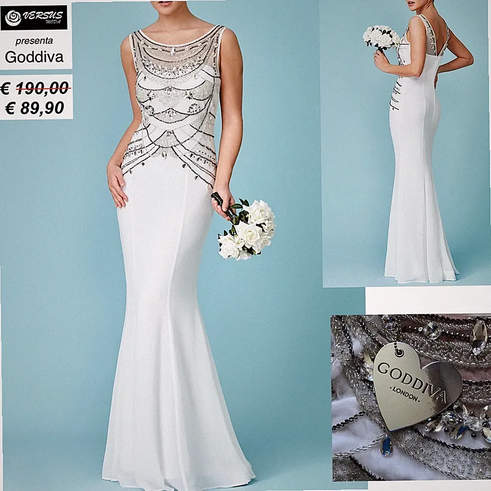 Brautkleid Festkleid mit Strass Damen Goddiva Wedding Dress CG-DR1216W