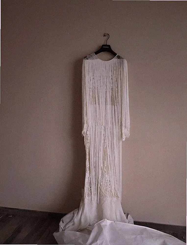 Brautkleid Yolan Cris gekauft 2017 bezahlt ca. 7000€ Satin Fransen