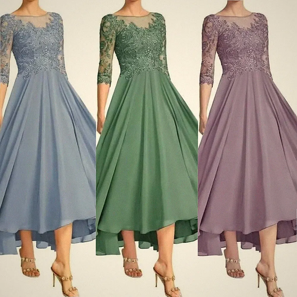 Brautmutterkleid Abendkleider Für Hochzeit 3/4 Ärmel Hochzeit Gast Kleider