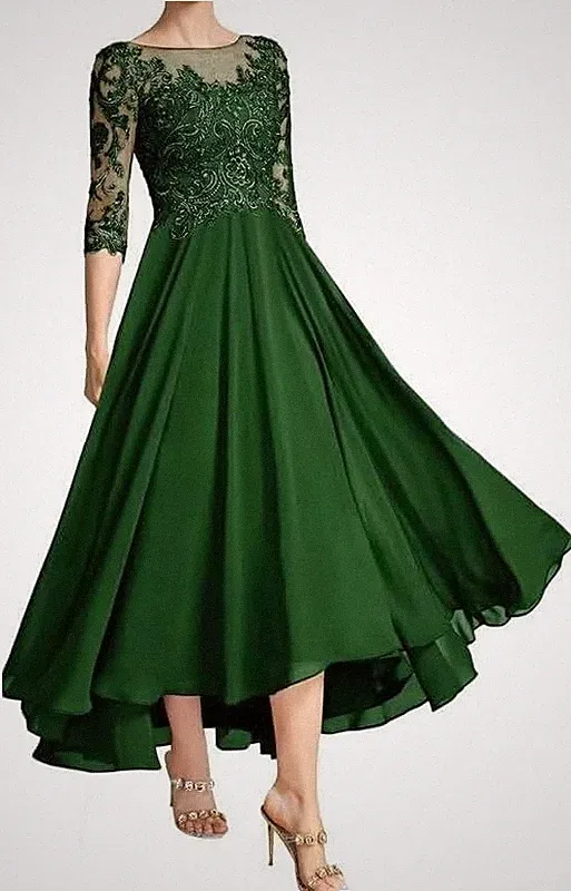 Brautmutterkleid Elegant Abendkleider Hochzeit 3/4 Ärmel Hochzeit Gast Kleider