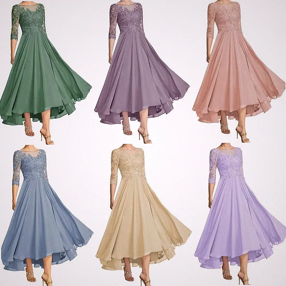 Brautmutterkleid Für Hochzeit 3/4 Ärmel Hochzeit Gast Kleider Abendkleider