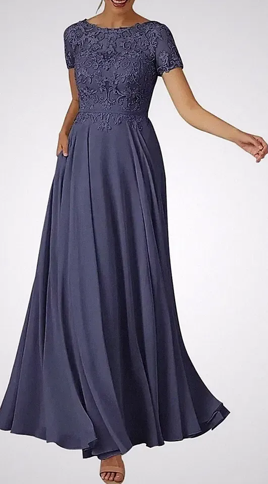 Brautmutterkleider A-Linie Lang Formell Hochzeitsgast Kleid Festliche Partykleid