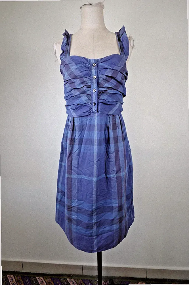 BURBERRY BRIT KLEID DAMENKLEID GR 44 DRESS WOMAN ITALY VINTAGE KARIERT BAUMWOLLE