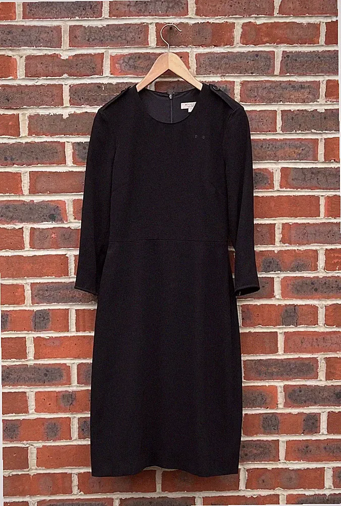 Burberry Damen 3/4 Arm Etuikleid UK4 US2 EU32 IT36 Schwarz Formell Business