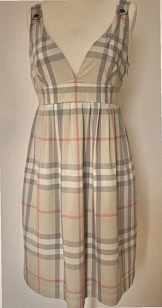 Burberry London Kleid, Hell Beige Kariert 100% Baumwolle/ Popeline Gr.40