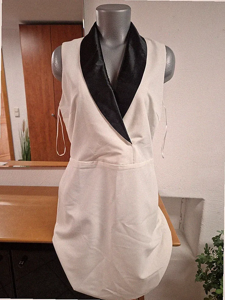 Business Kleid, Weiss mit schwarzem Kragen, Größe 38, Ungetragen!