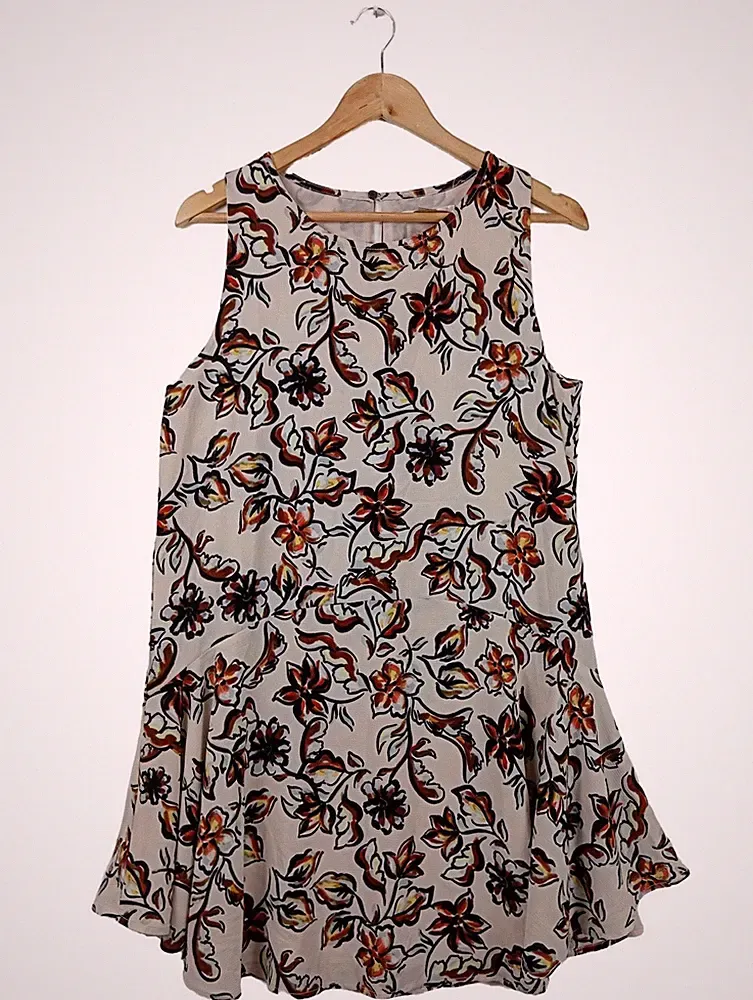 C&E A-Linien Kleid Damen Kleid Gr. DE 40 wollweiß-braun-schwarz Casual-Look
