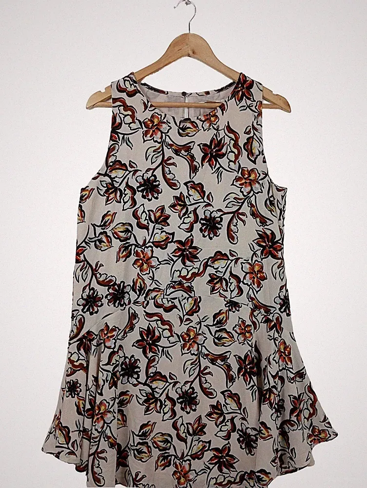 C&E A-Linien Kleid Damen Kleid Gr. DE 40 wollweiß-braun-schwarz Casual-Look