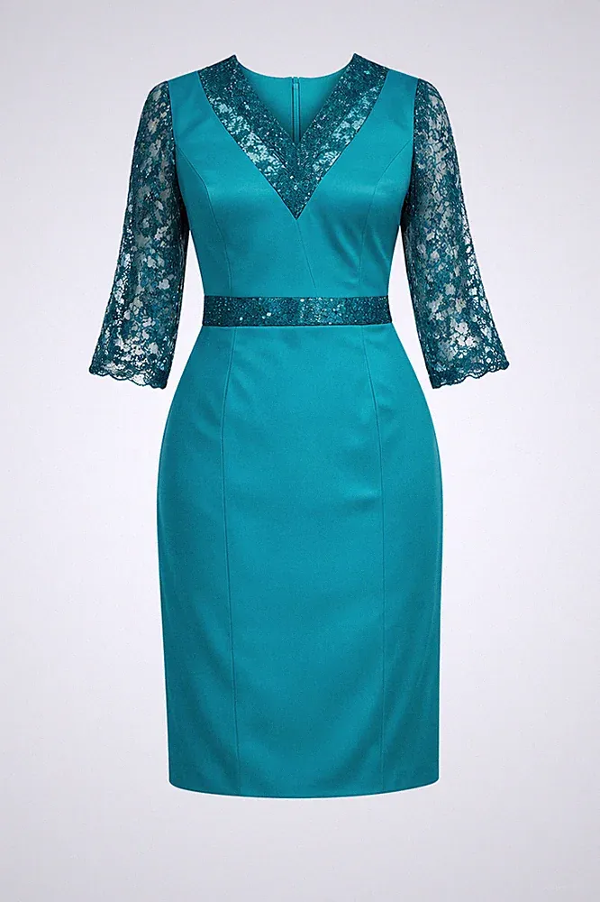 C4270-124 MARIAROSARIA KLEID B. MIT SPITZENEINSÄTZEN UND 3/4 ARM