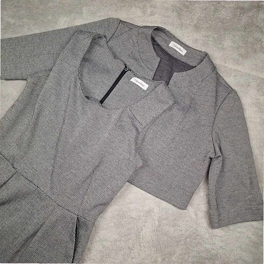 Calvin Klein Grau Fischgrät Kleid & Cropped Jacke Set Größe 8