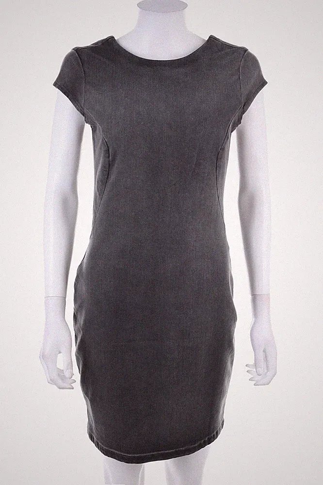 Calvin Klein Jeans Kleid Etuikleid Denim tiefer Rückenausschnitt S grau