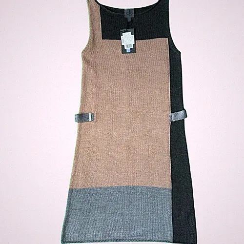 Calvin Klein Kleid Damen Pullover ärmellos Größe UK 10 Colour Block Strick Etui