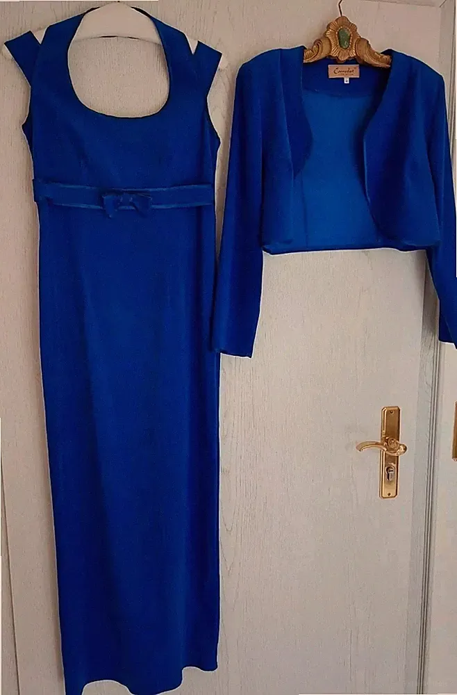 CAMELOT! Neuw. festliches blaues Kleid Hochzeit Taufe Kommunion Abendkleid M 38