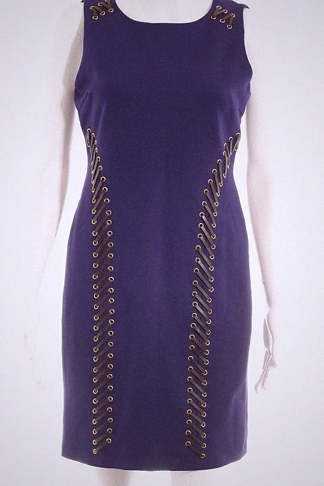 CARMEN MARC VALVO Etuikleid Damen Kleid Gr. DE 34 dunkelviolett Casual-Look
