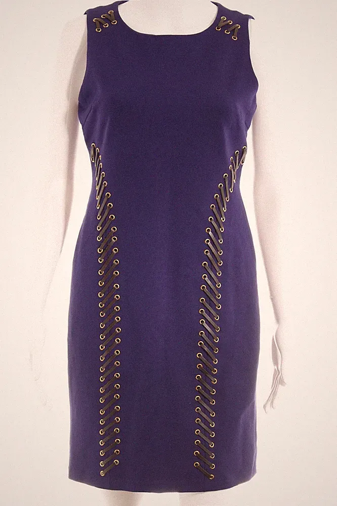 CARMEN MARC VALVO Etuikleid Damen Kleid Gr. DE 34 dunkelviolett Casual-Look