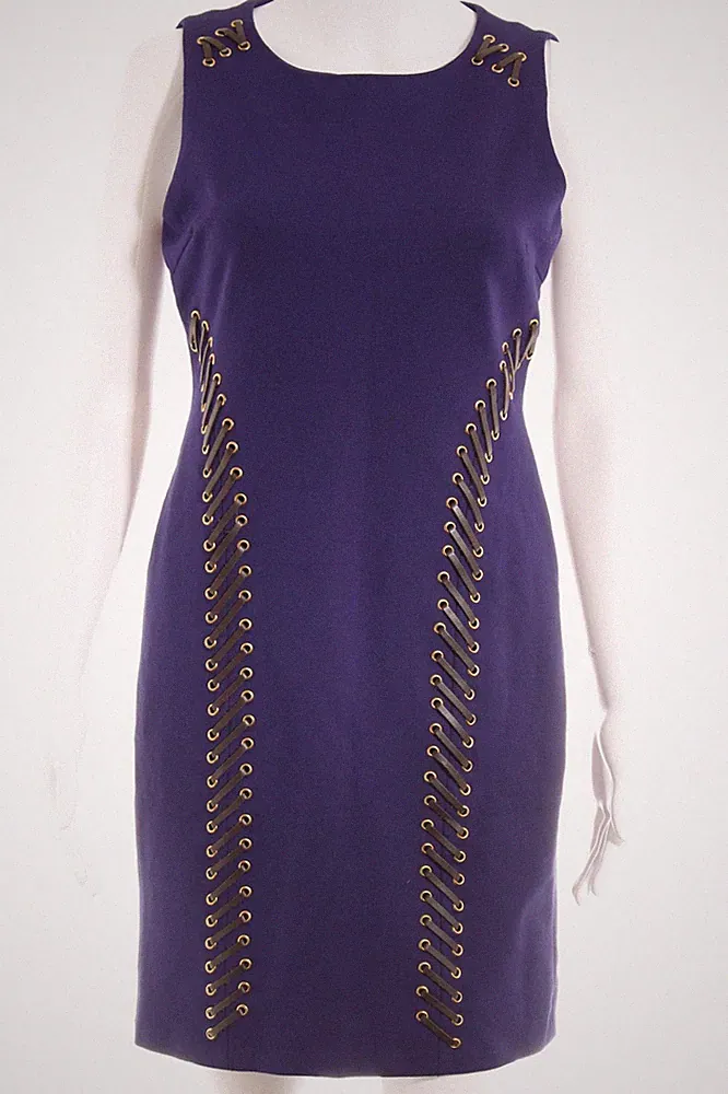 CARMEN MARC VALVO Etuikleid Damen Kleid Gr. DE 34 dunkelviolett Casual-Look