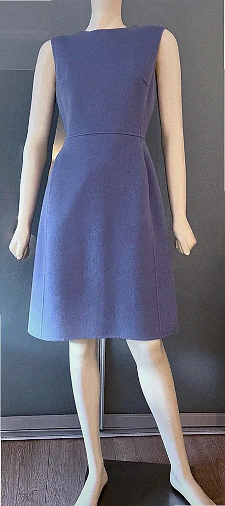 Carolina Herrera Etui Kleid Blau Kaschmir Wolle Shift Dress Blue Cashmere XS 34