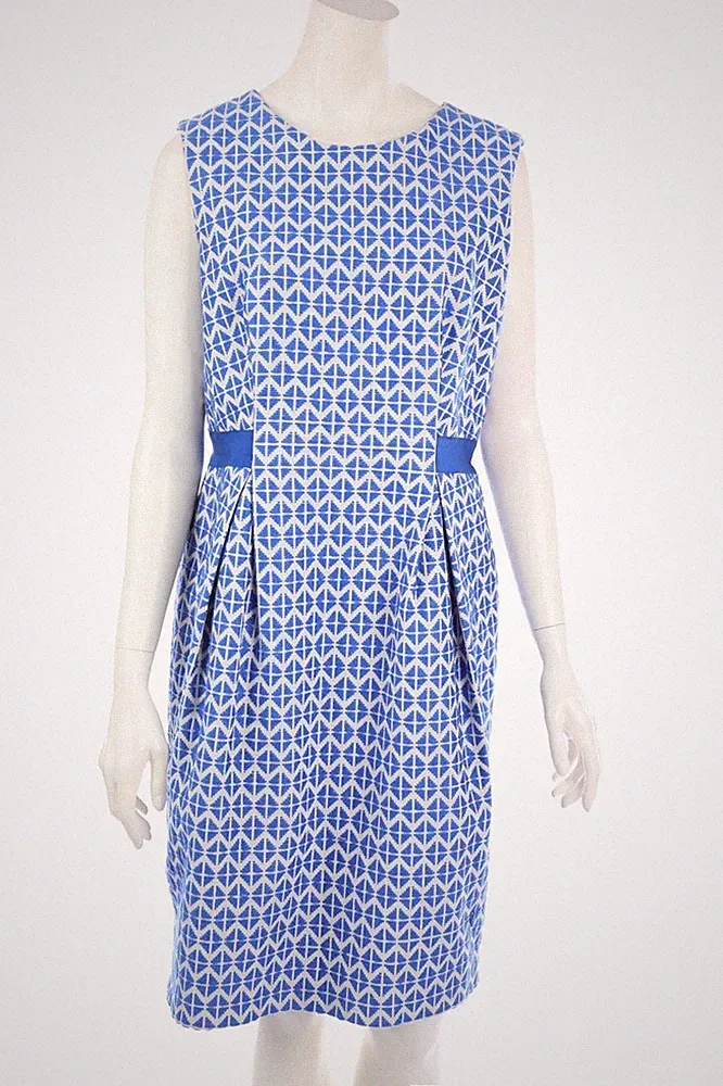 CAROLINA HERRERA Kleid Etuikleid Jacquard US 12 = D 42 blau