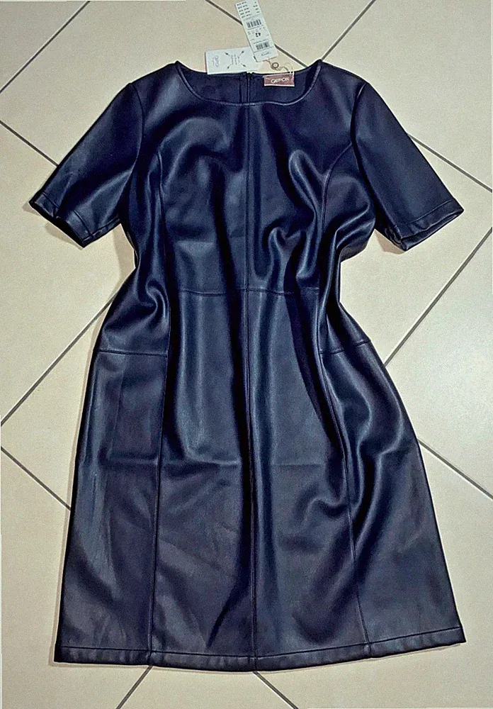 CARTOON Elegante Schwarz Kunstleder Etui Kleid Dress Gr.42 Neu