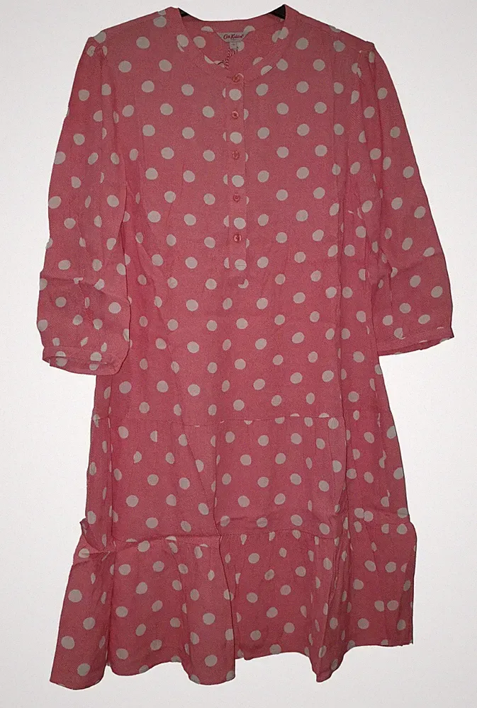 Cath Kidston Kleid geknöpft Punkte A-Linie 12 16 Sommer rot NEU