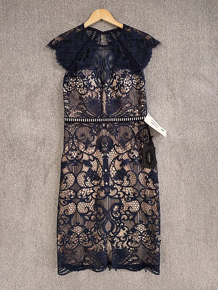Catherine Deane Kleid Gr. UK 12 Navy Mandel Spitze Melodie Hochzeit Gast Anlass
