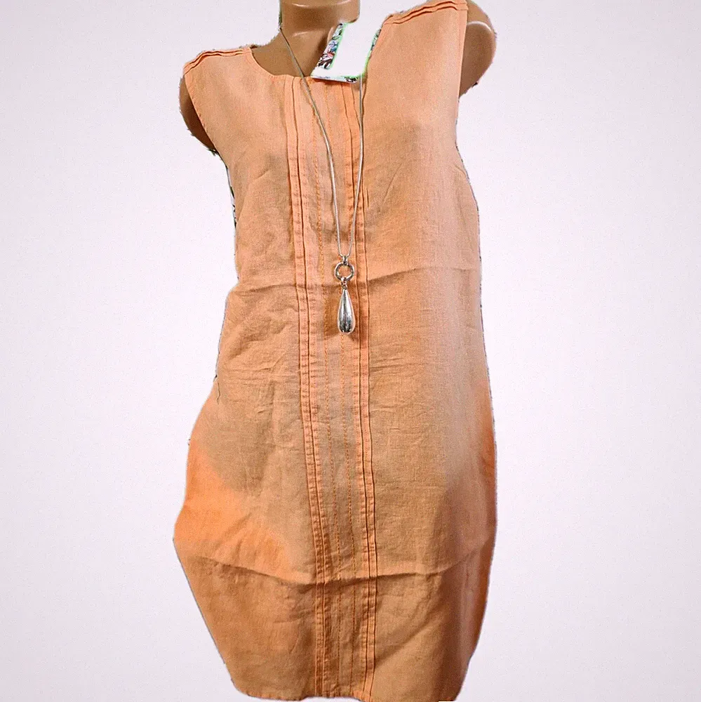 Cecil Kleid Leinenkleid Etuikleid orange Ton Ärmellos (112) NEU