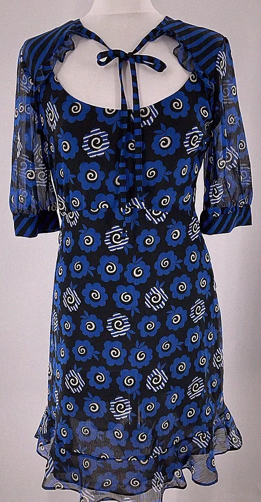 Celia Birtwell For Next Collaboration 60s Inspired Floral Dress Women’s Uk 8 #T8