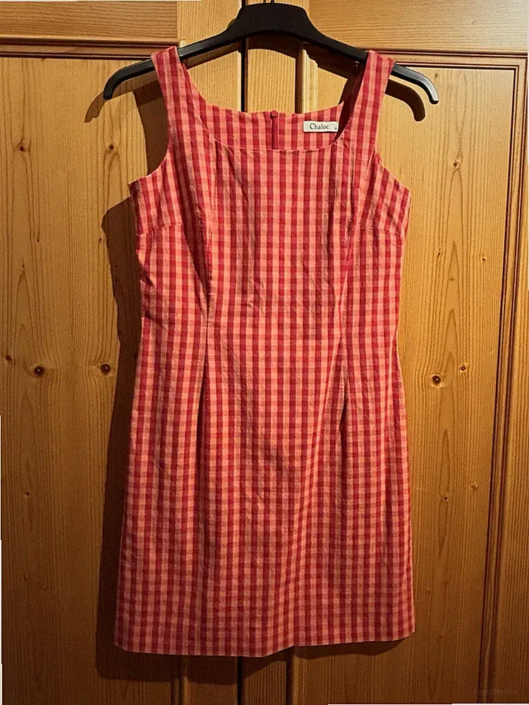 Chaloc Etuikleid Gr.36 - Rot-Orange Kariert
