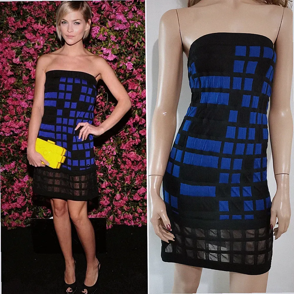 Chanel Runway SS2013 Colorblock Strapless Knit Mini Dress FR36